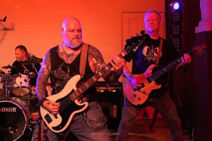 Kromiius bass and guitar on stage at The Space, Isle of Dogs, London