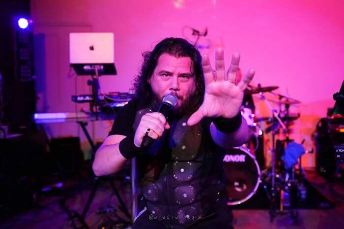 Kromiius vocalist Dan at The Space, Isle of Dogs, London